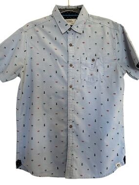 Free Planet Light Blue Short-Sleeve Button-Down Shirt  Tropical Icons Junior M